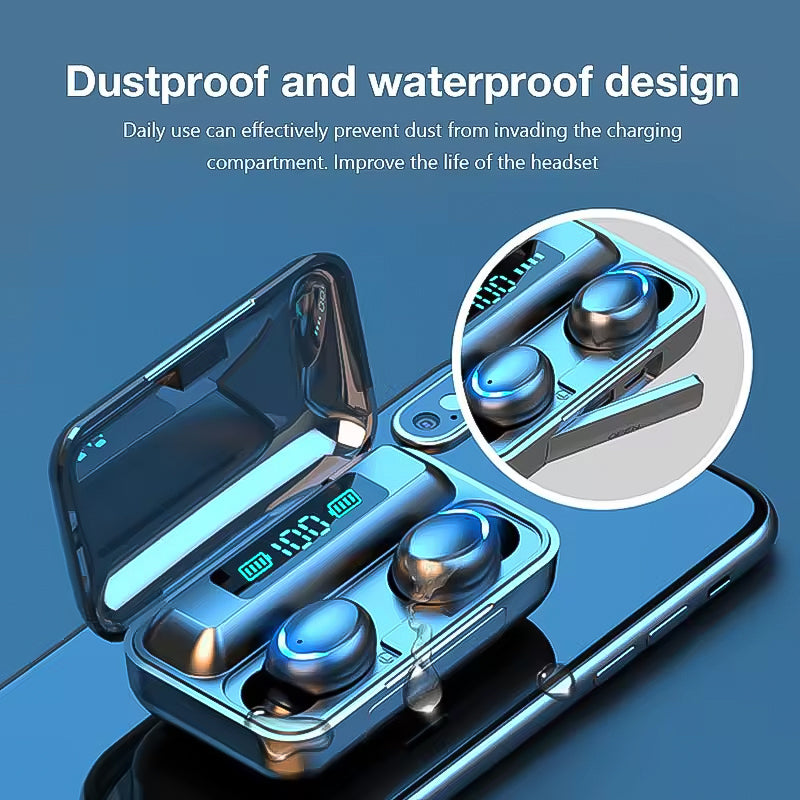 True Stereo Wireless Led Digital Display Earphones Earbuds