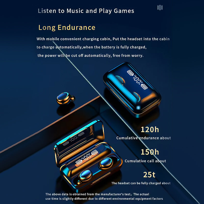 True Stereo Wireless Led Digital Display Earphones Earbuds