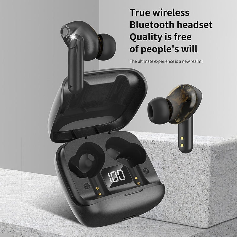 Hifi stereo LED display wireless earphone waterproof