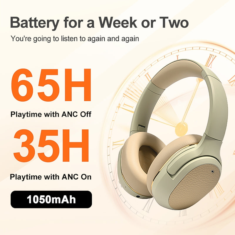 Active Noise Cancelling Headphones Wireless Clear Mic