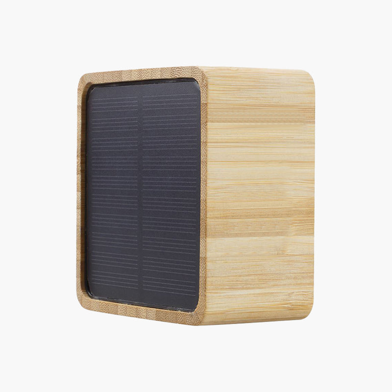 Wood color portable wireless solar speaker