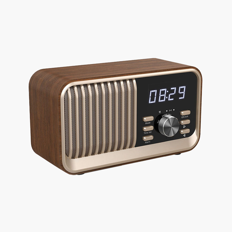Retro wooden wireless speaker with clock