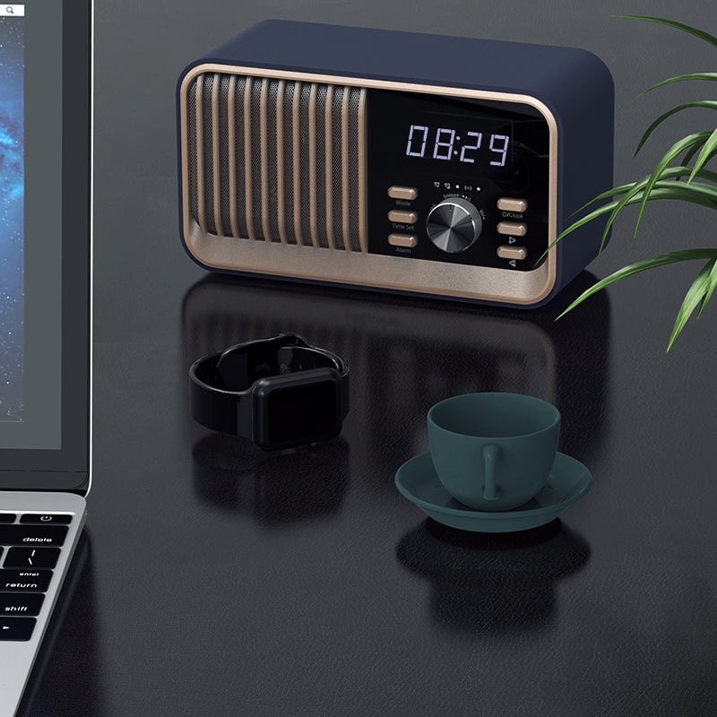 Retro wooden wireless speaker with clock
