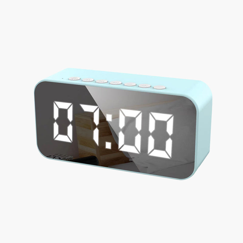 Mirror portable wireless speaker with clock