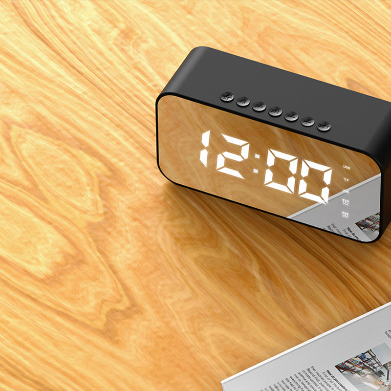 Mirror portable wireless speaker with clock