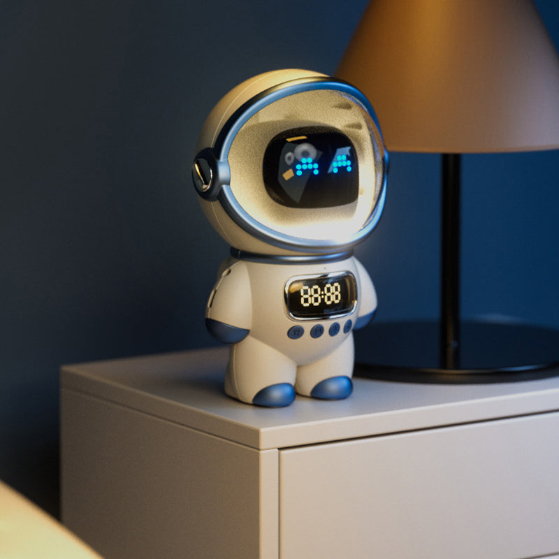 Astronaut shaped speaker with time display