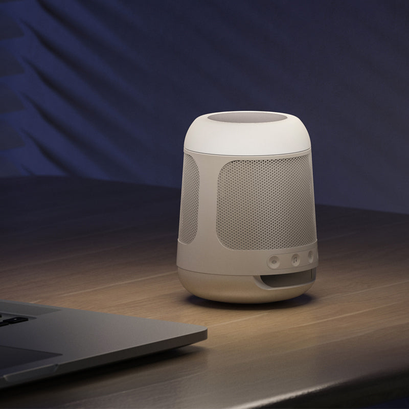 White noise sound machine with glow-in-the-dark speaker