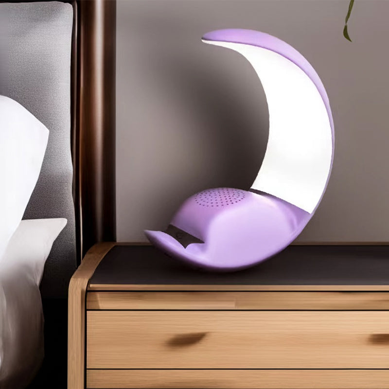 Crescent shaped speaker with luminous