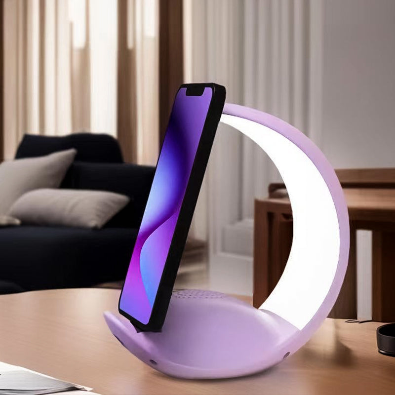 Crescent shaped speaker with luminous