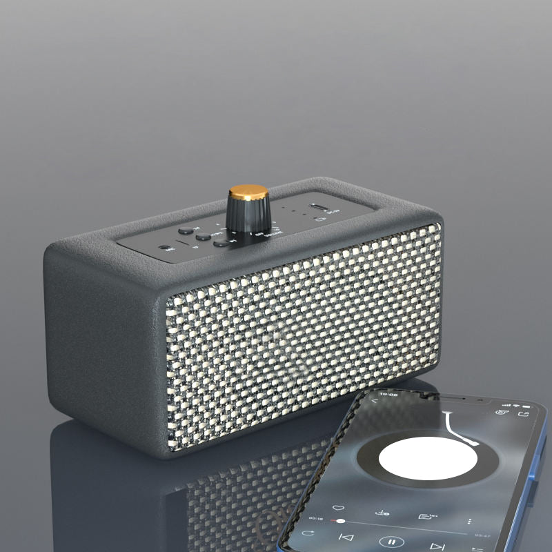 Retro leather wireless subwoofer speaker