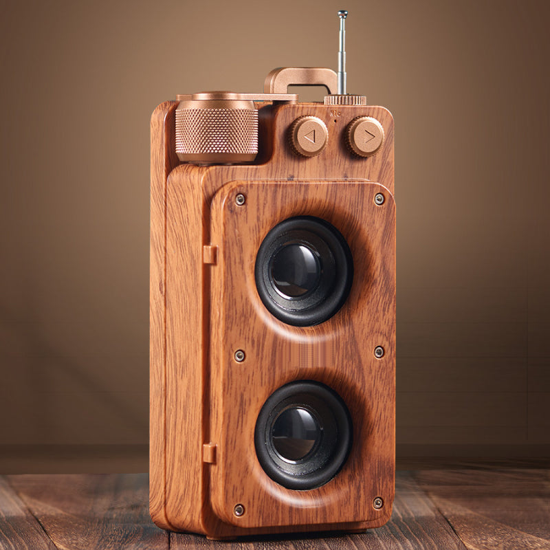 Brown retro wireless subwoofer speaker
