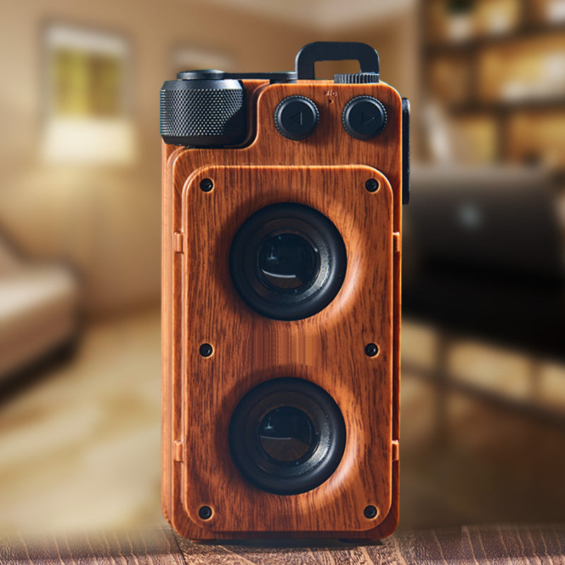Brown retro wireless subwoofer speaker