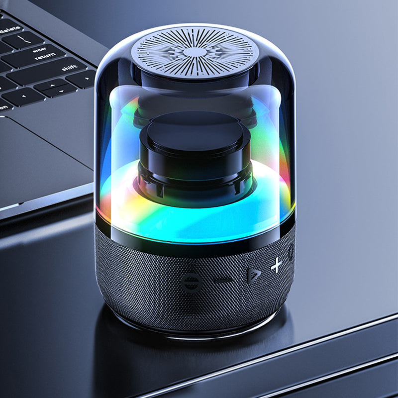 Round wireless subwoofer speaker with LED light