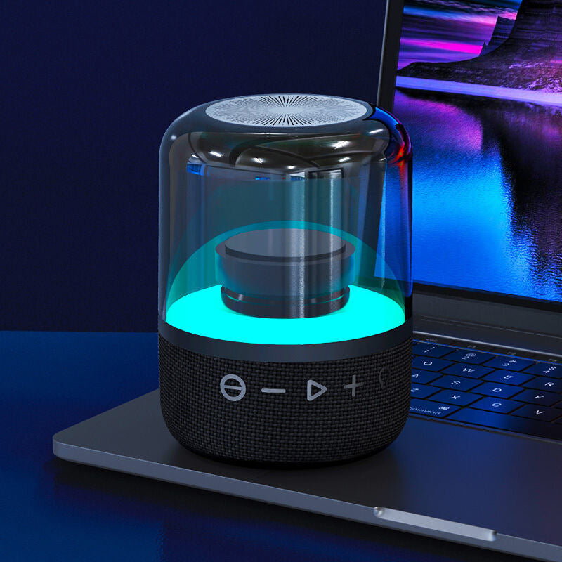 Round wireless subwoofer speaker with LED light