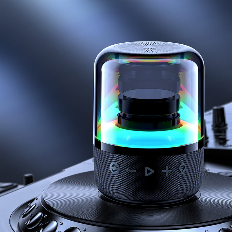 Round wireless subwoofer speaker with LED light